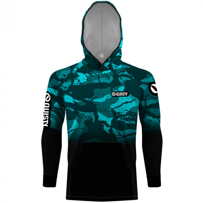 Camisa Com Capuz Hardy Protection Tucunaré Cyan Clean - Pesca Esportiva DryUv50