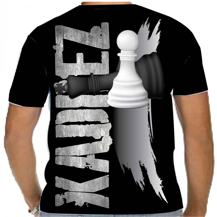Camiseta - Xadrez - Tecido Estampa Mesa Texto Efeito Peão Derrubando Rei  Xeque-Mate