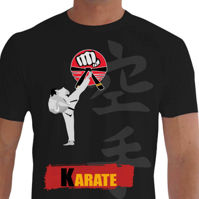 Camiseta - Karatê - Punho Faixa Preta Kanji Lutador Chute YokoGueri Keague