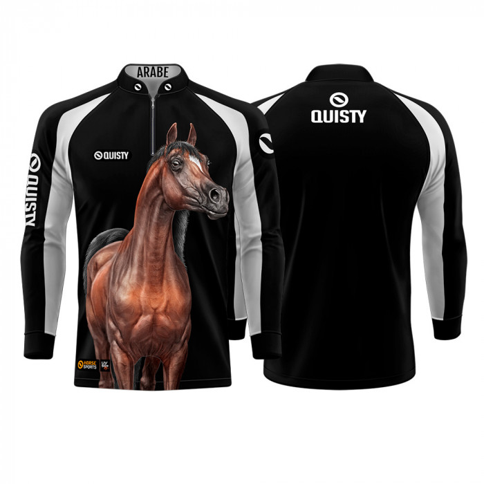 Camisa Premium Pro Elite Cavalgada Árabe Castanho DryUv50+ + Punho de Luva