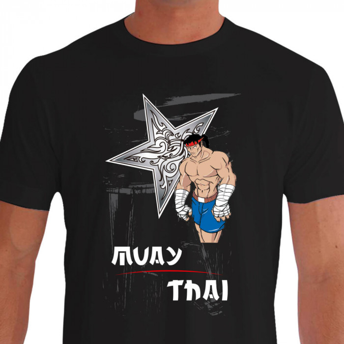 Camiseta de Muay Thai Lutador Boxe Tailandes - Preta