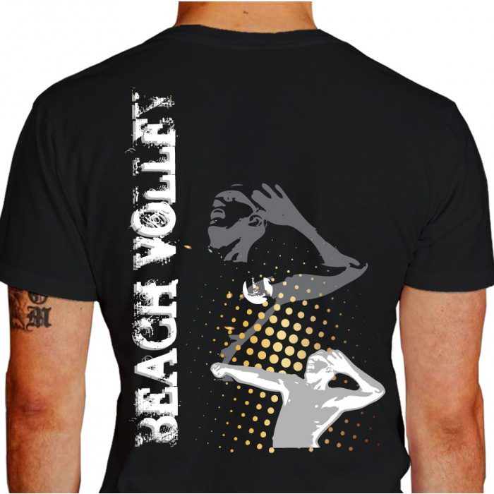Camiseta - Vôlei de Praia - Jogador Sacando Beach Volley - preta