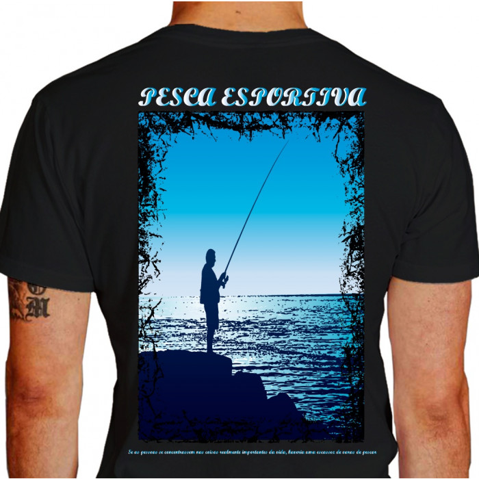 Camiseta - Pesca Esportiva - Pescaria Pedras Mar Se as Pessoas se Concentrassem nas Coisas Realmente Importantes da Vida Haveria uma Escassez de Varas de Pescar - preta