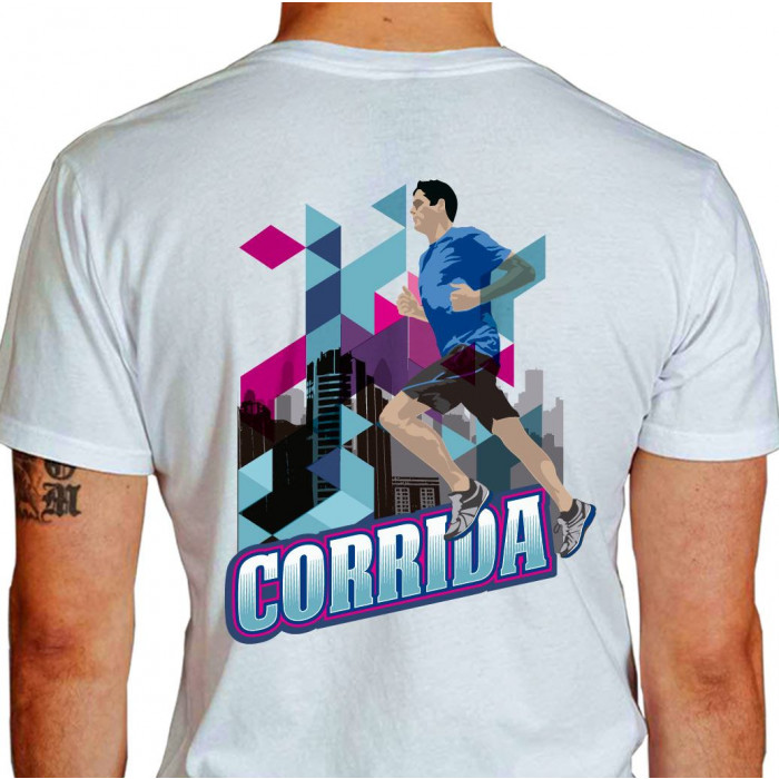 Camiseta - Corrida - Corredor de Rua Prédio Asfalto Costas Branca