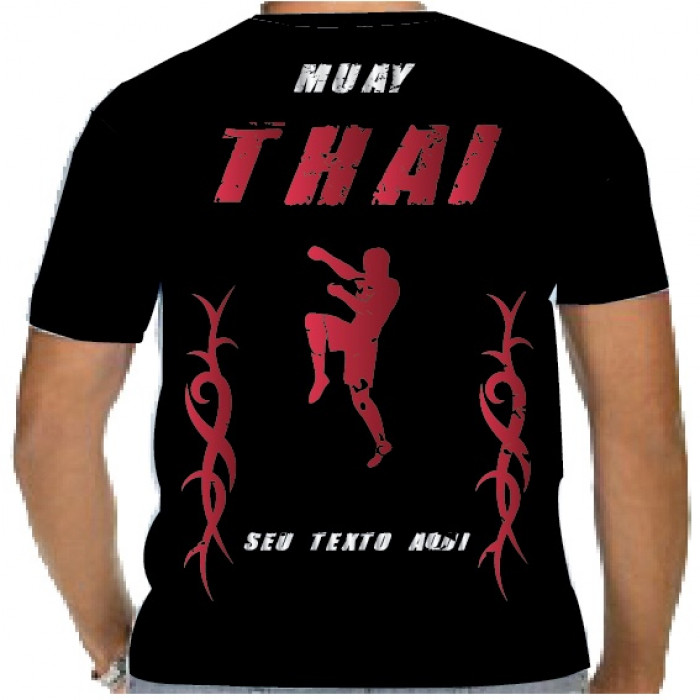Camiseta - Muay Thai - Fight Lutador Tribal Costas Preta