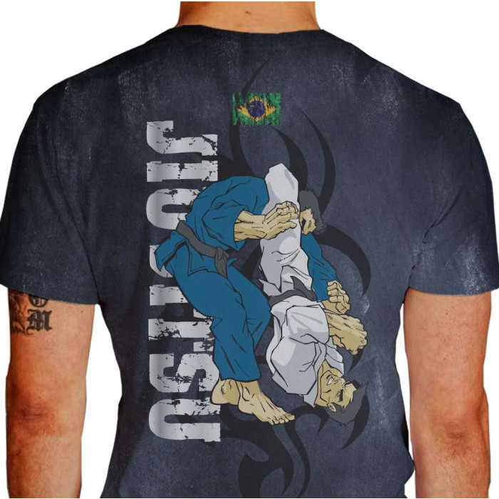 Camiseta - Jiu-Jitsu - Triângulo Tribal Bandeira do Brasil Costas