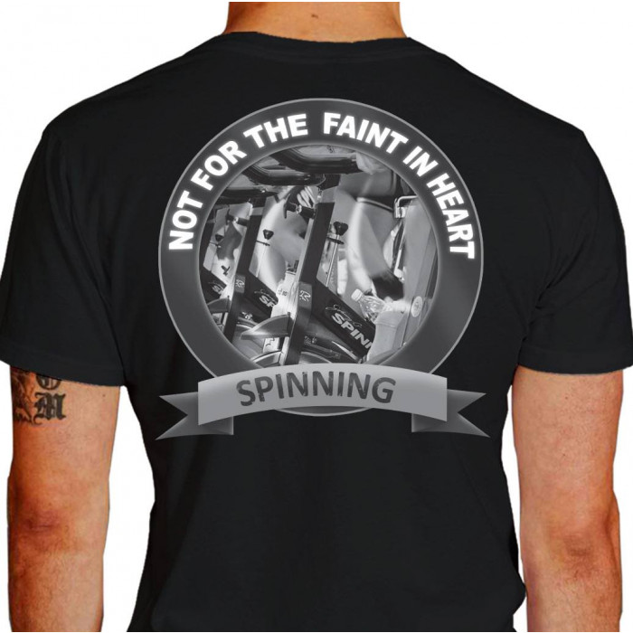 Camiseta - Spinning - Foto Treino Academia Frase Not For The Faint in Heart Costas Preta
