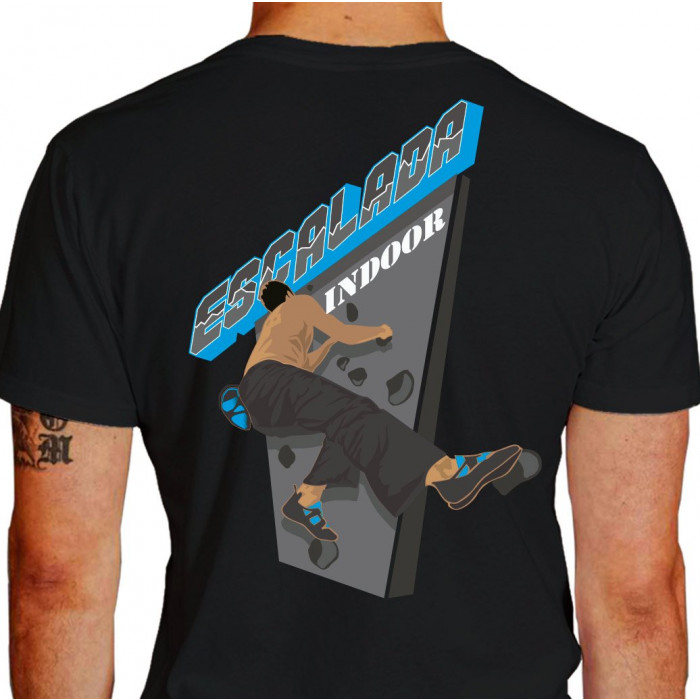 Camiseta - Escalada - Esportiva Indoor Escalador Muro Parede Artificial Costas Preta