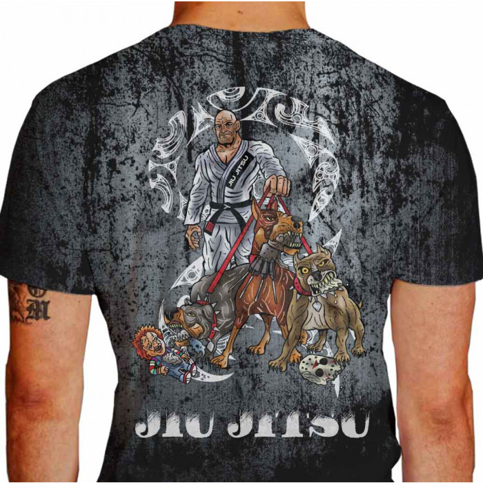 Camiseta - Jiu-Jitsu - Cascudo Faixa Preta Cachorros Treta Costas