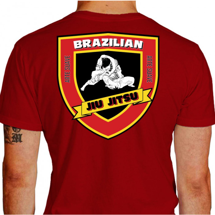Camiseta - Jiu-Jitsu - Arte Suave Arrochando o Maluco Costas Vermelho