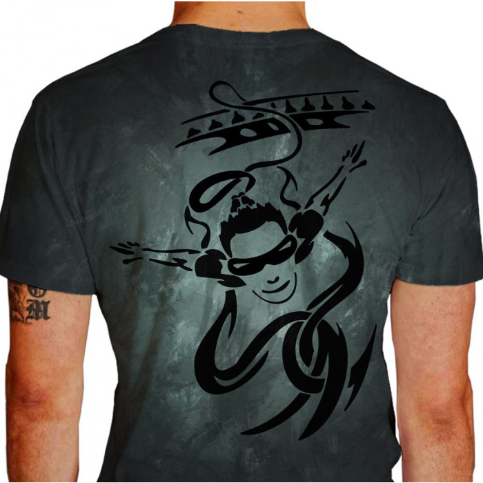 Camiseta - Bungee Jump - Ilustração Salto Radical de Ponte Costas Verde Cinza
