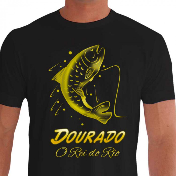 Camiseta - Pesca Esportiva - Dourado Saltando Rei do Rio - preta