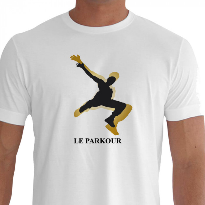 Camiseta - Parkour - Atleta Salto Rápido e Ágil Speed Vault - BRANCA