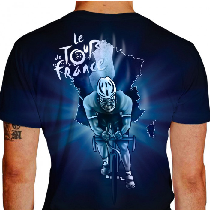 Camiseta - Ciclismo - Campeonato Ciclista Mapa da França Le Tour de France Costas Azul