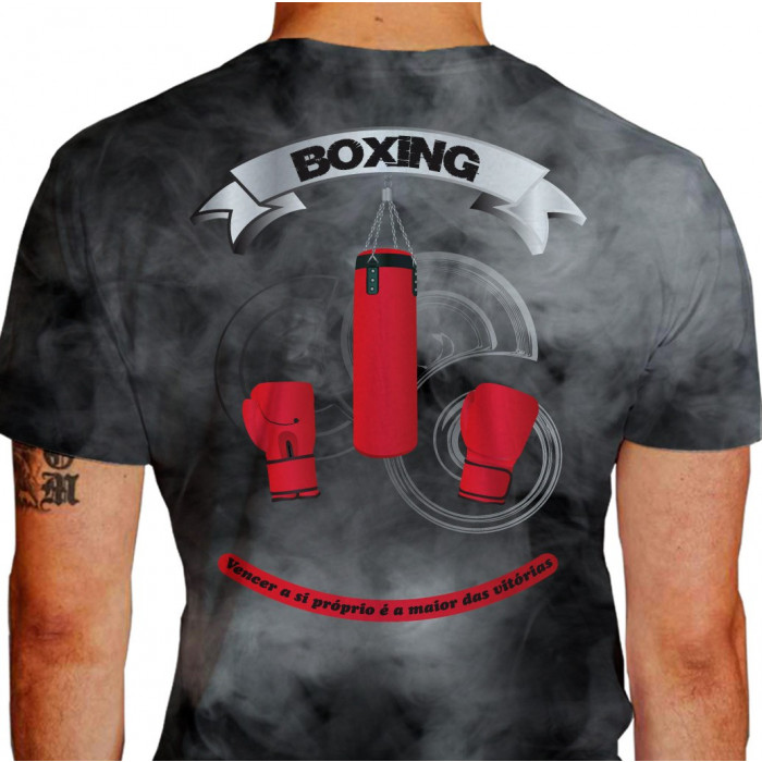 Camiseta - Boxe - Luvas de Boxe Saco Pancada Vencer a Si Próprio é a Maior das Vitórias Costas Principal