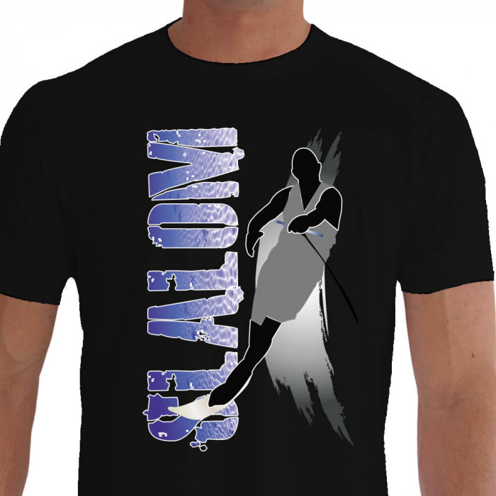Camiseta - Esqui Aquático - Slalom Esquiador Texto Efeito Água