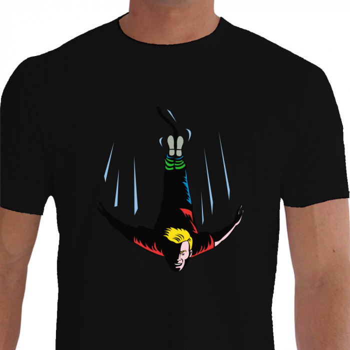 Camiseta - Bungee Jump - Desenho Saltador Aventureiro Radical Velocidade Salto Preta