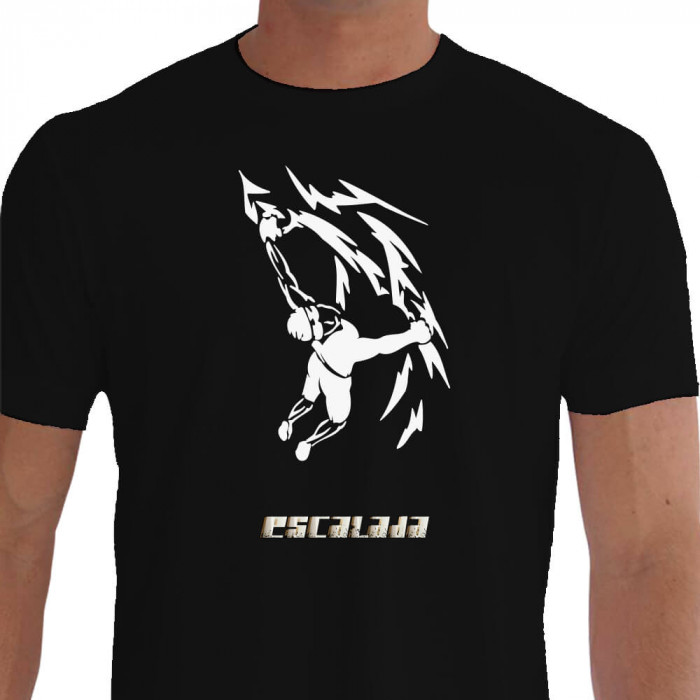Camiseta - Escalada - Escalador Pendurado Força e Técnica Preta