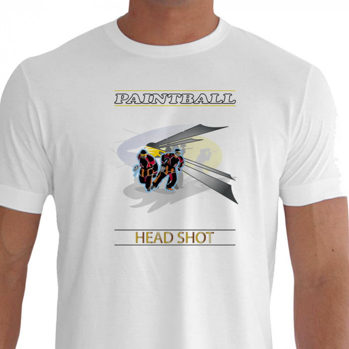 camiseta head shot paintball - branca