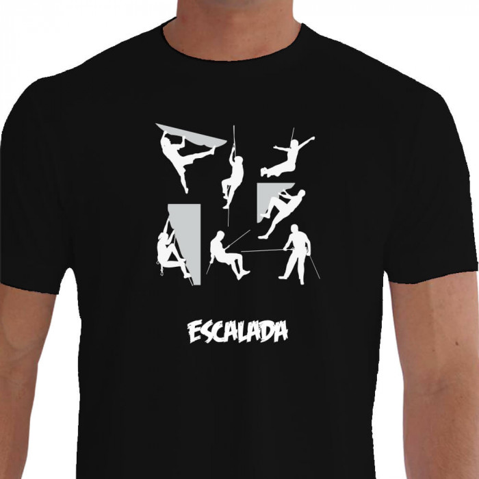 Camiseta - Escalada - Movimentos Escaladores Artificial e Livre Preta