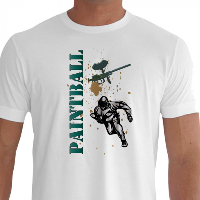 camiseta ptza paintball - branca