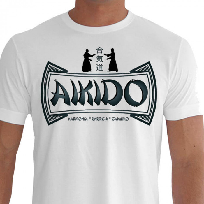 Camiseta - Aikido - Kanji Harmonia Energia Caminho