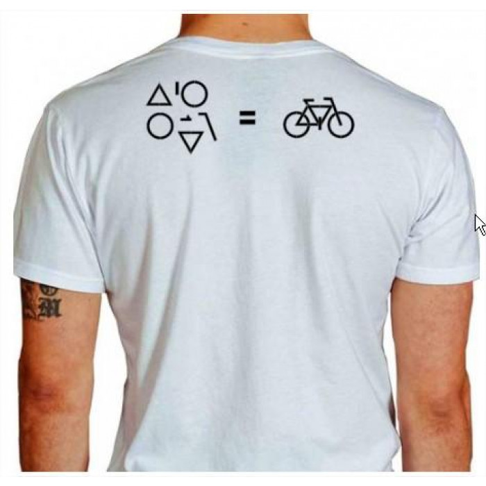 Camiseta - Ciclismo - Formas Geométricas Igual a Ciclismo Frente Ciclista Bike Mapa do Mundo Costas Branca
