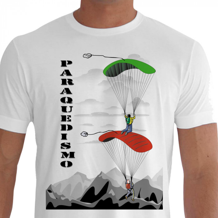 camiseta zrma paraquedismo - branca