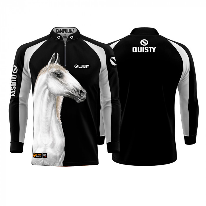 Camisa Premium Pro Elite Cavalgada Campolina Branco DryUv50+ + Punho de Luva
