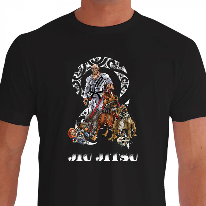 Camiseta de Jiu Jitsu Pitbull Cascudo Faixa Preta - Preta