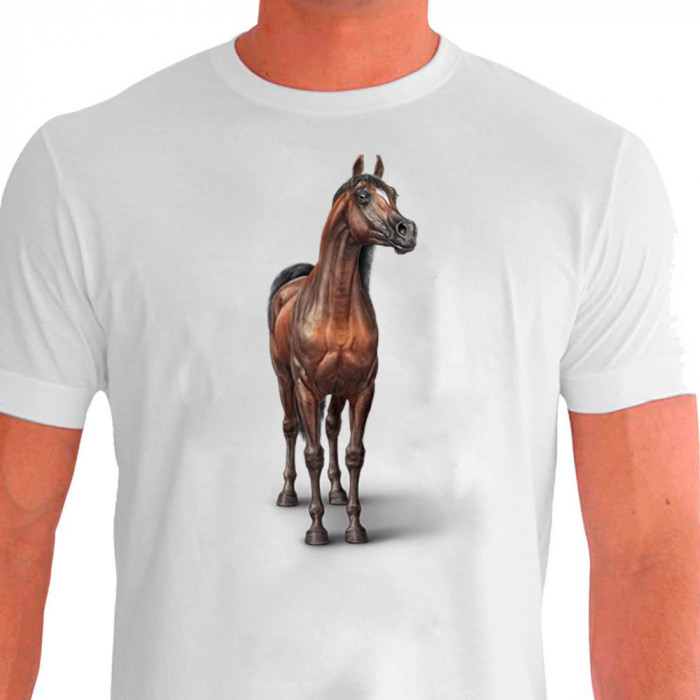 Camiseta Casual Cavalgada Árabe Castanho - 100% Dry Fit