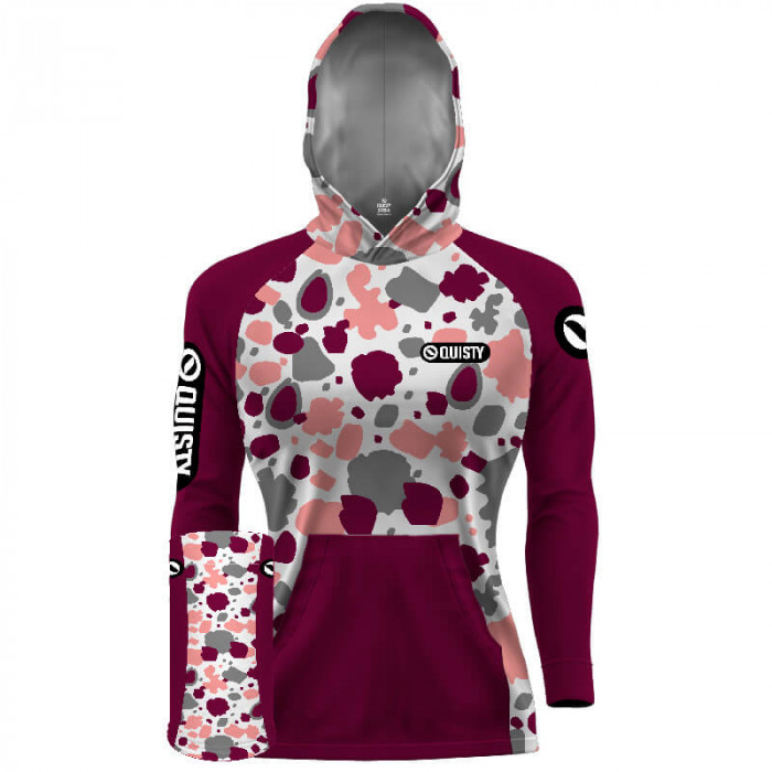 Combo Camisa com capuz hardy protection Tucunaré Vinho + Máscara - PESCA ESPORTIVA DRYUV50
