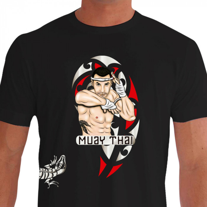 Camiseta de Muay Thai Cotovelada Mat Wiang Klap - Preta