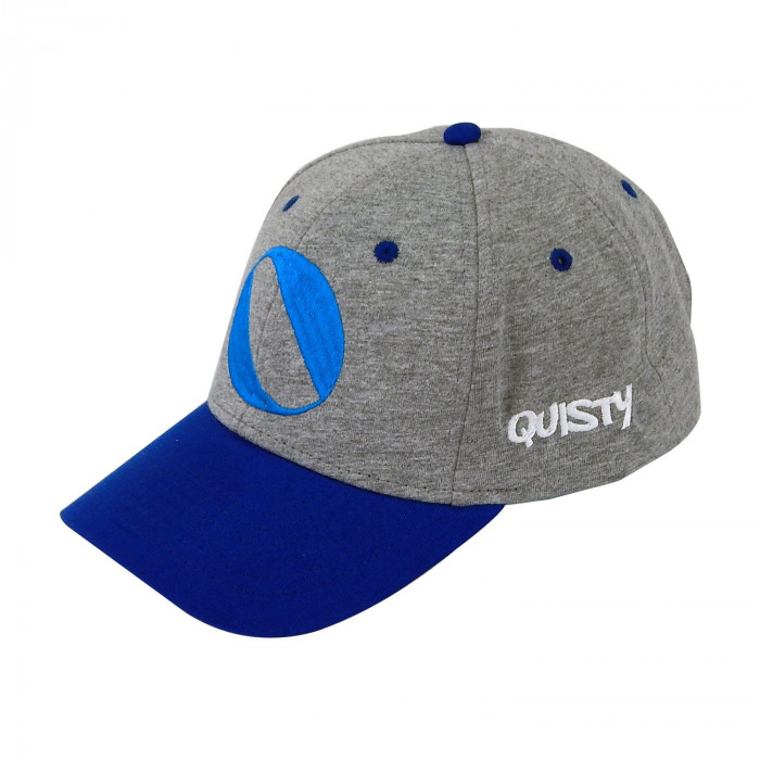 Boné Aba Curva Com Fivela De Velcro Quisty Cinza Com Aba Azul