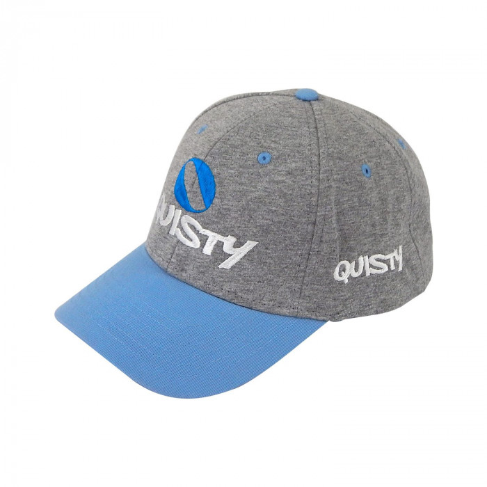Boné Aba Curva Com Fivela De Velcro Quisty Cinza Com Aba Azul Claro