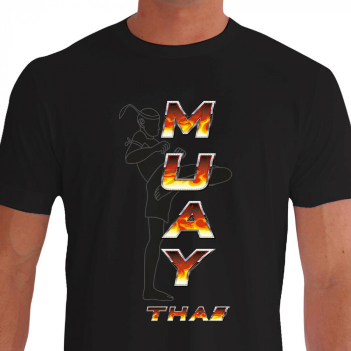 Camiseta de Muay Thai Fire Chute Tip Kang - Preta