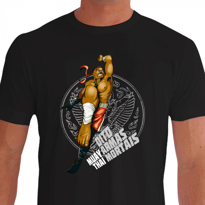 Camiseta de Muay Thai Garuda Oito Armas - Preta