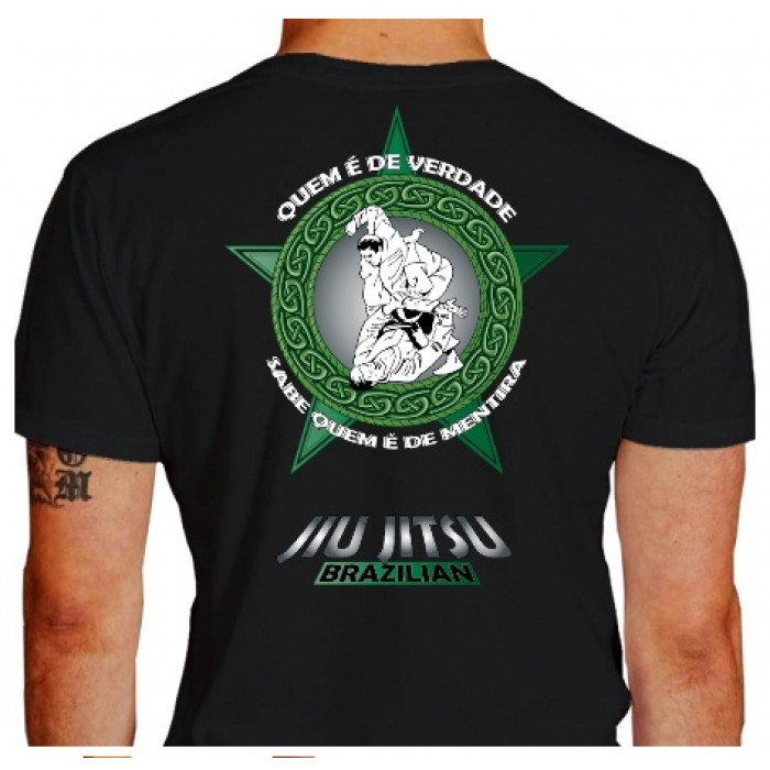 Camiseta - Jiu-Jitsu - Quem é de Verdade Sabe Quem é de Mentira Lisa Costas Preto