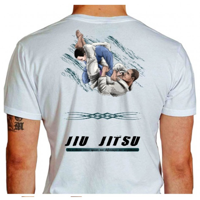 Camiseta - Jiu-Jitsu - Na Essência Somos Iguais nas Diferenças nos Respeitamos Lisa Costas Branco