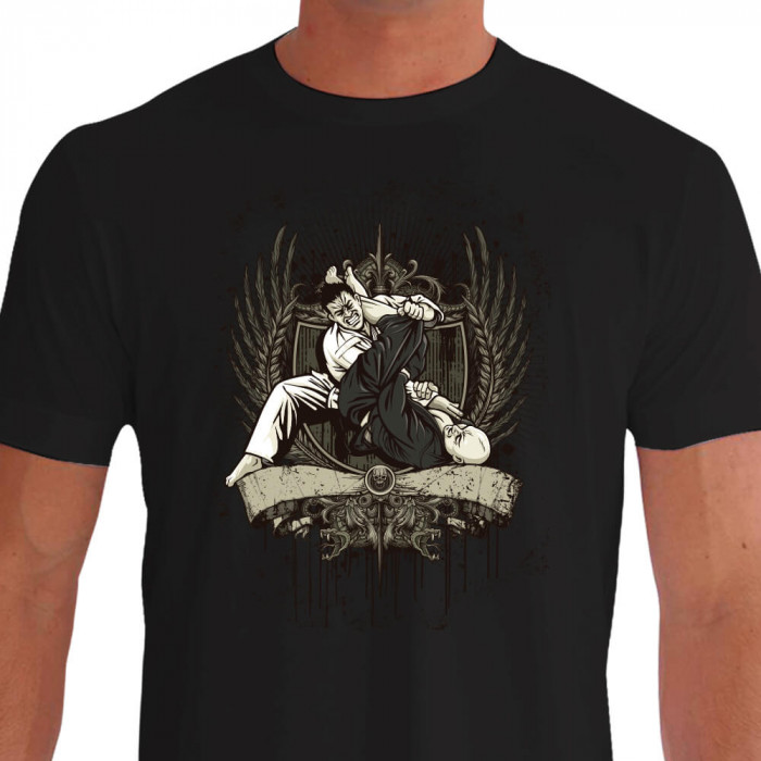 Camiseta de Jiu Jitsu Guardeiro Finalizando - Preta