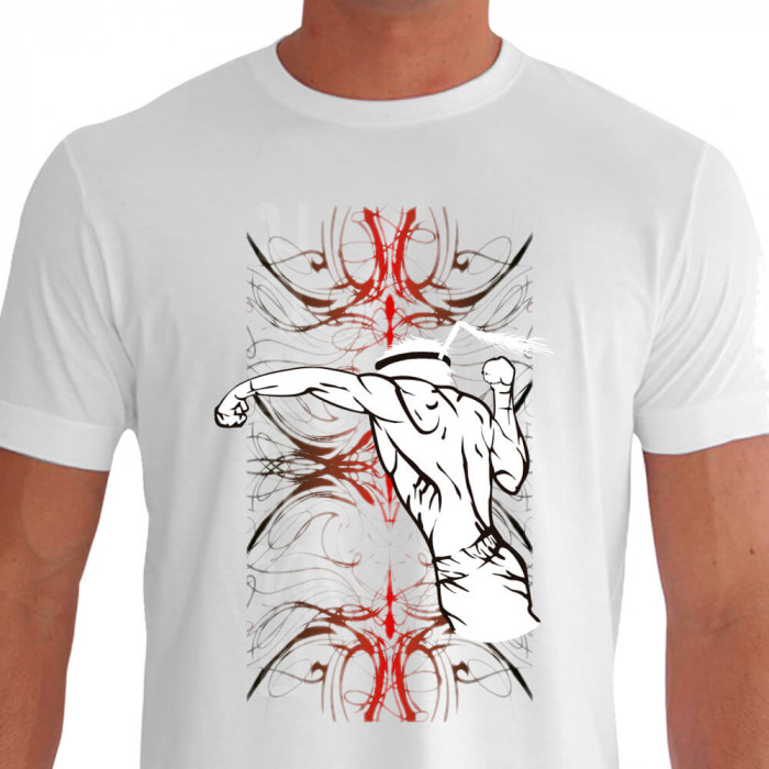 Camiseta de Muay Thai Guerreiro Soco - Branca
