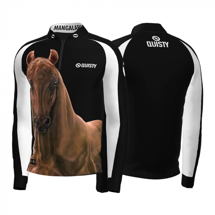Camisa Premium Pro Elite Cavalgada Mangalarga Marchador Castanho DryUv50+ + Punho de Luva