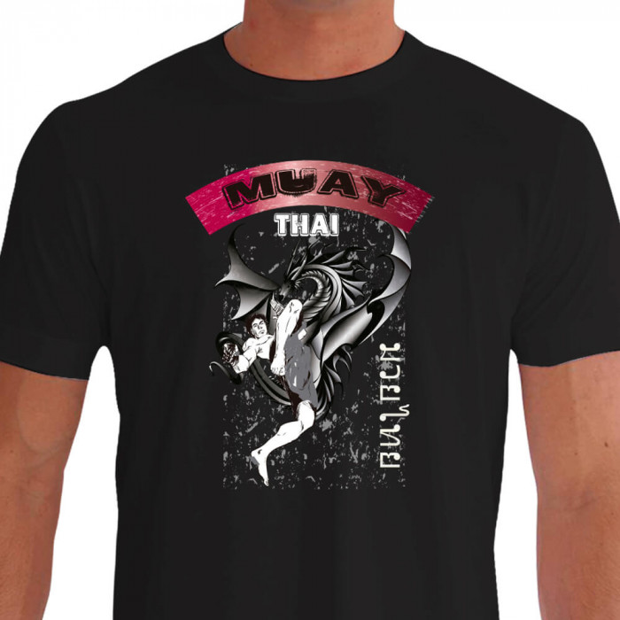 Camiseta de Muay Thai Mestre Dragão - Preta