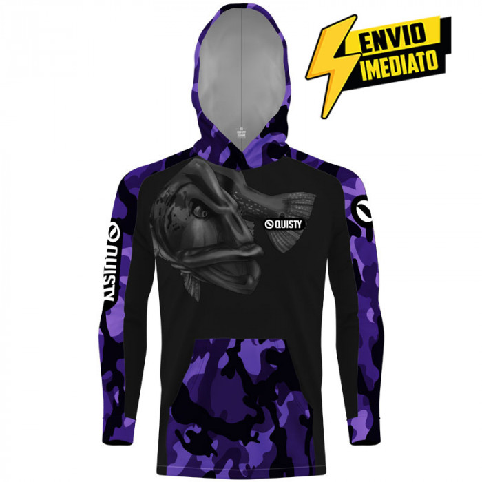 Camisa com Capuz Hardy Protection Tucunaré Roxo Camuflado - Pesca Esportiva DRYUV50 - Envio Imediato