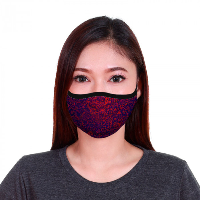 Máscara De Proteção Dupla Texturas Floral Rosa Dryfit UV50+