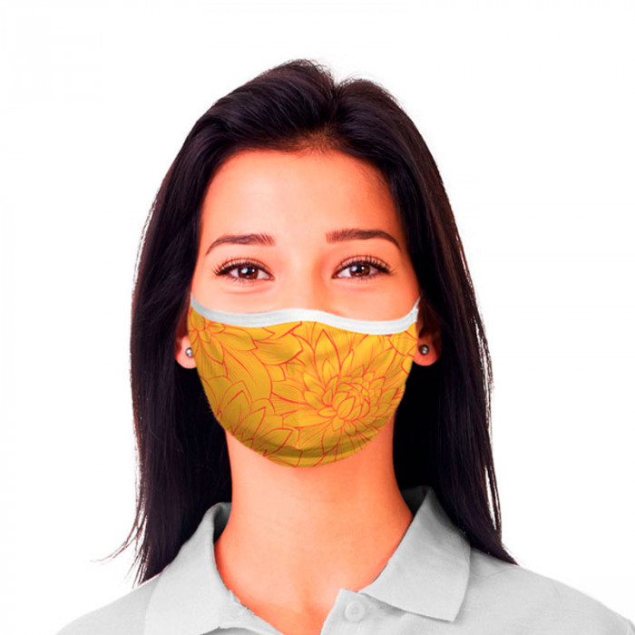 Máscara De Proteção Dupla Floral Amarelo Dryfit UV50+