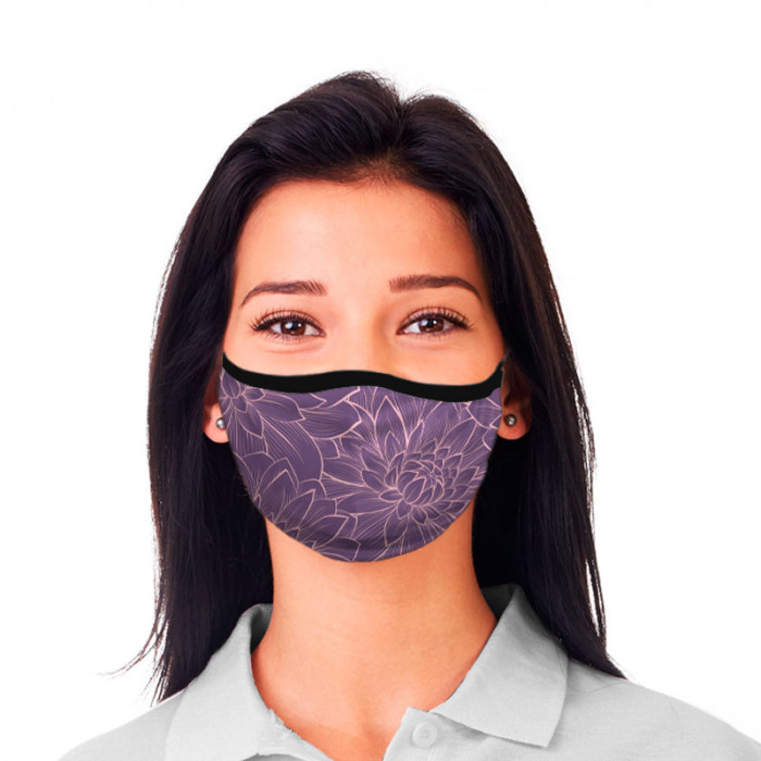Máscara De Proteção Dupla Floral Roxo Dryfit UV50+