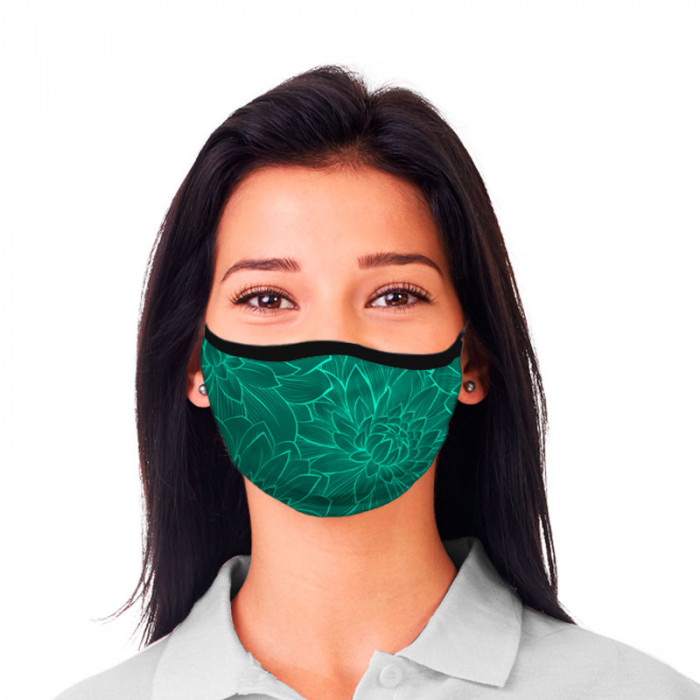 Máscara De Proteção Dupla Floral Verde Dryfit UV50+
