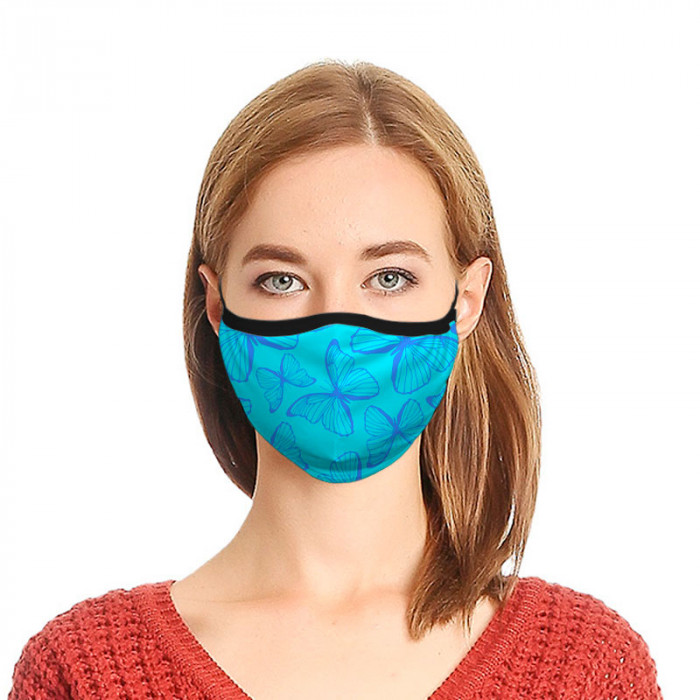 Máscara De Proteção Dupla Borboletas Azul Dryfit UV50+