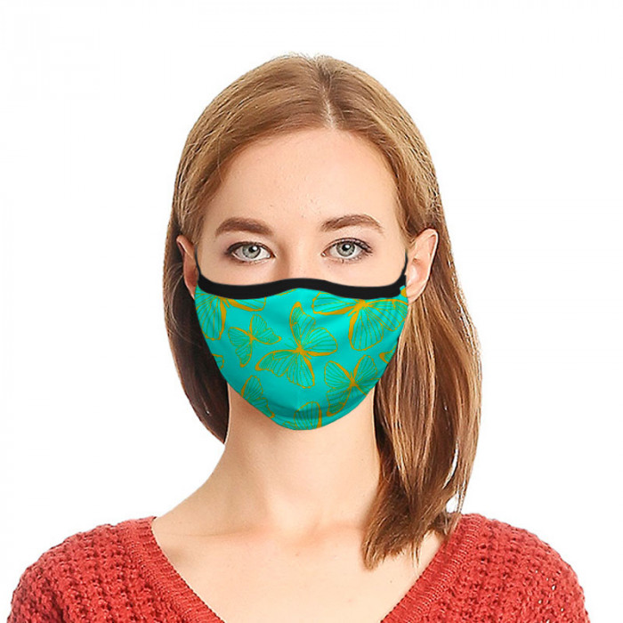 Máscara De Proteção Dupla Borboletas Verde Dryfit UV50+